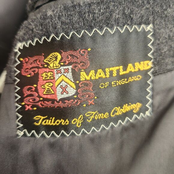 Maitland Of England-VTG-Wool/Cashmere-Charcoal Gray OverCoat-L-Old Money-Flawed - Picture 10 of 13